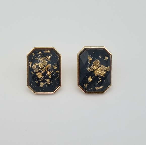 Black and Gold Stud Earrings (NWOT) - Picture 1 of 6